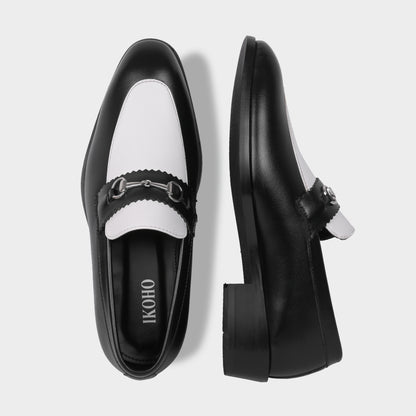 CUBAN HEEL BUCKLE LOAFERS (PANDA)