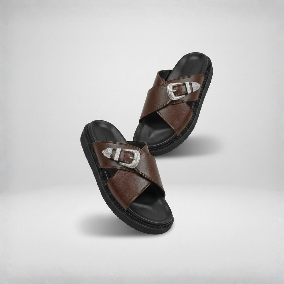 KATANA BUCKLE SLIDES BROWN