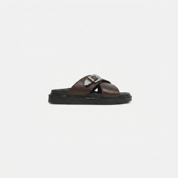 KATANA BUCKLE SLIDES BROWN