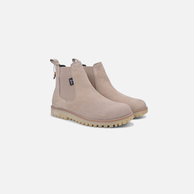 Gray children's shoe with velcro straps on a white background