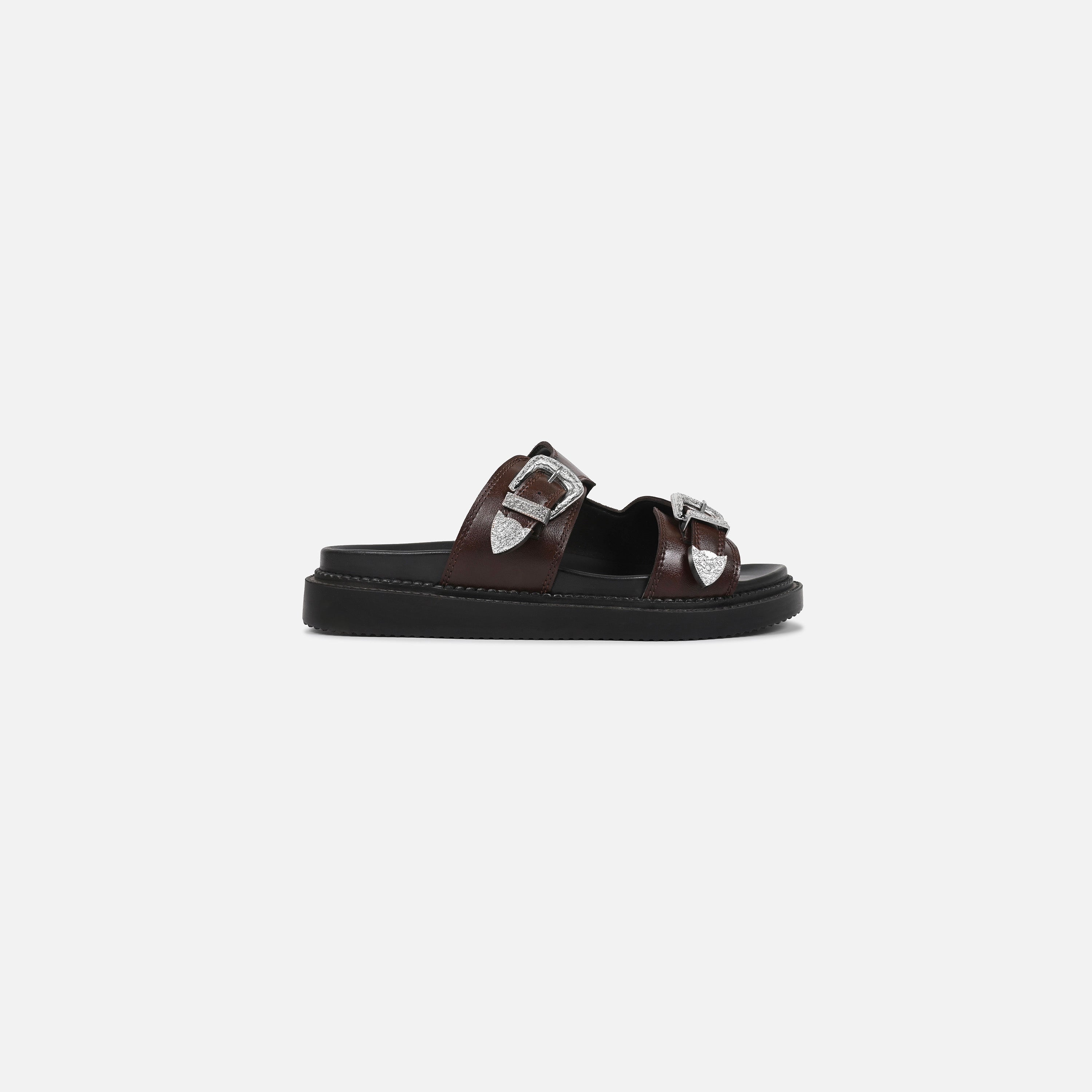 BANDIT BUCKLE SLIDES BROWN