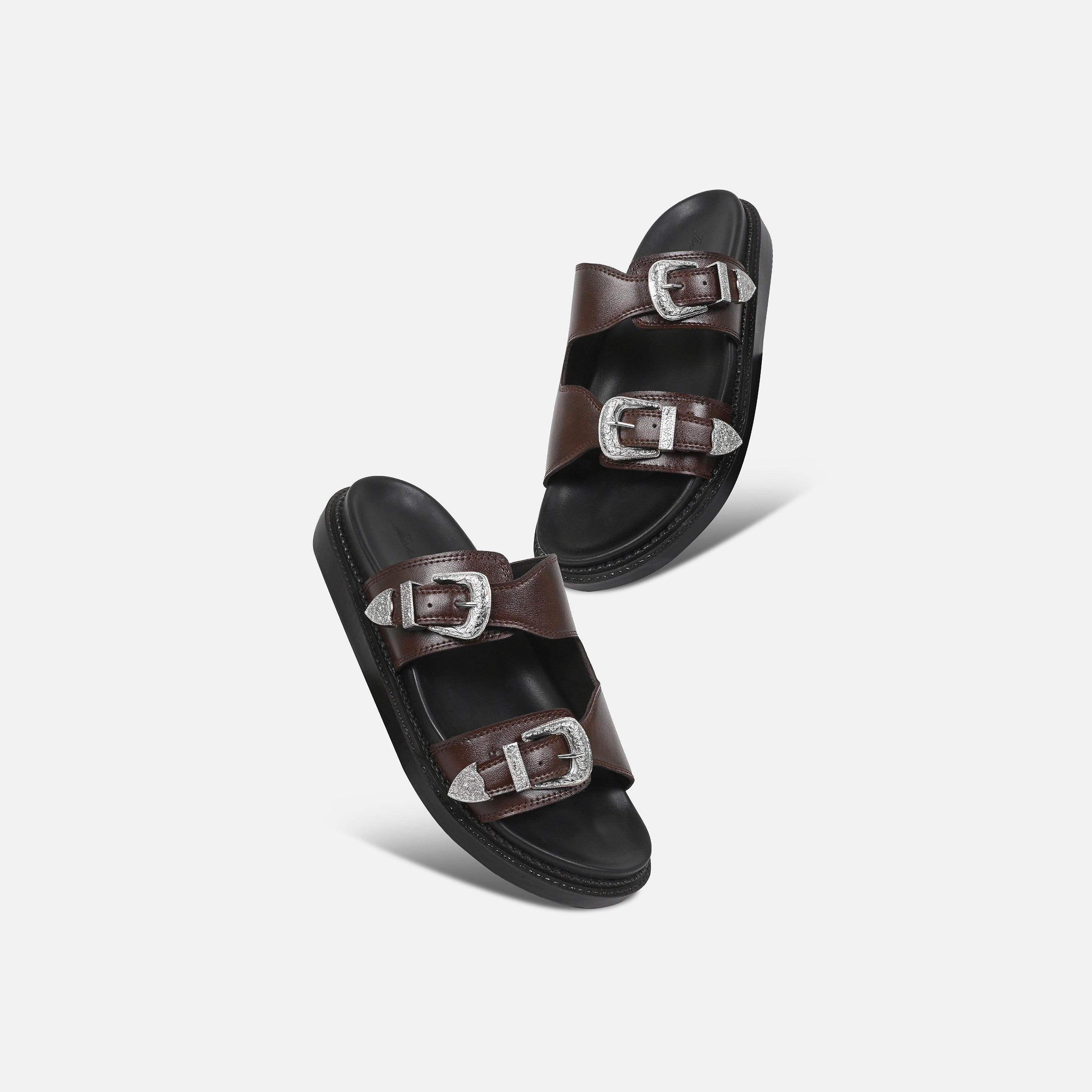BANDIT BUCKLE SLIDES BROWN