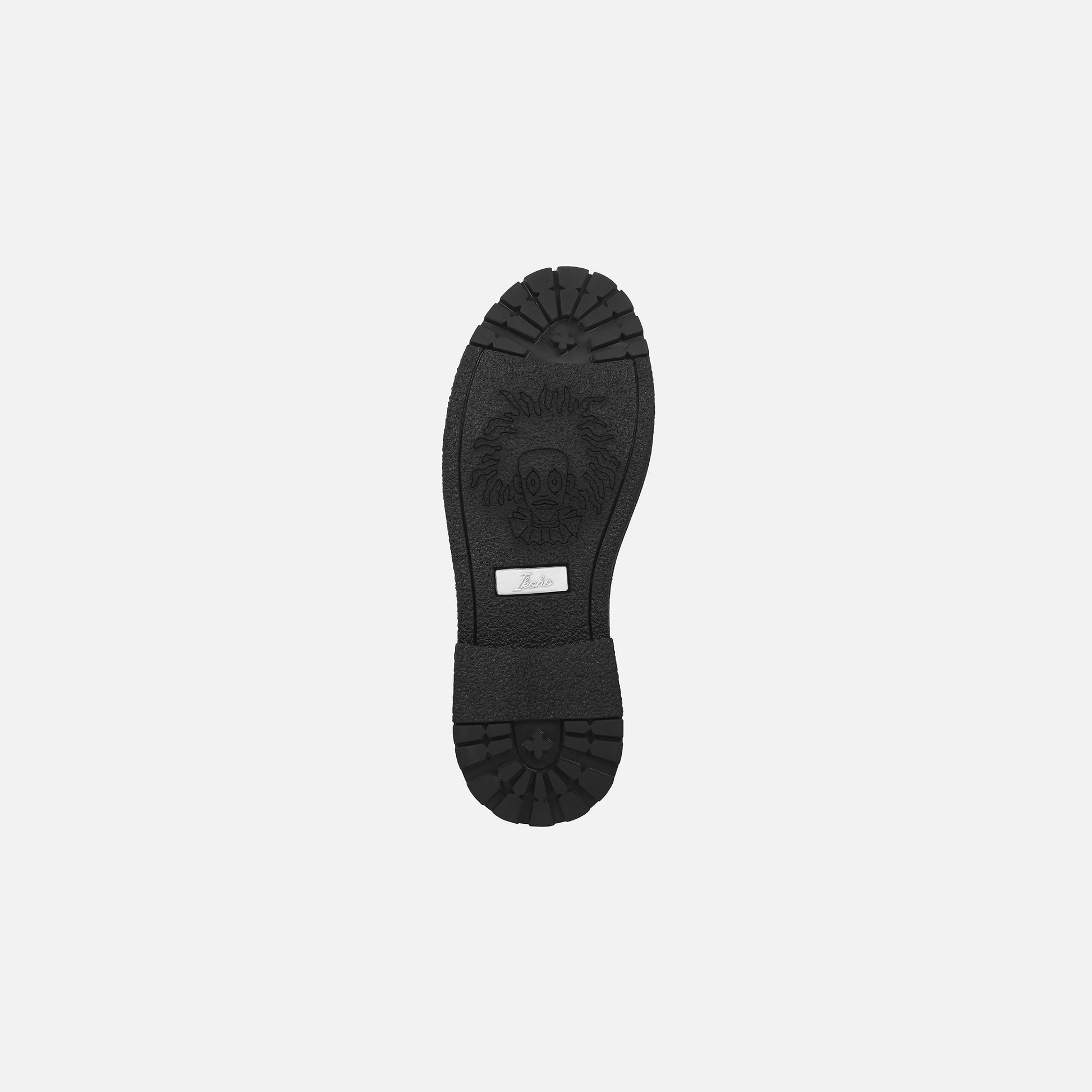 Black sole of a shoe on a light gray background