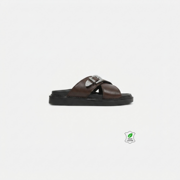 KATANA BUCKLE SLIDES BROWN