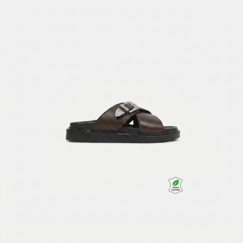 KATANA BUCKLE SLIDES BROWN